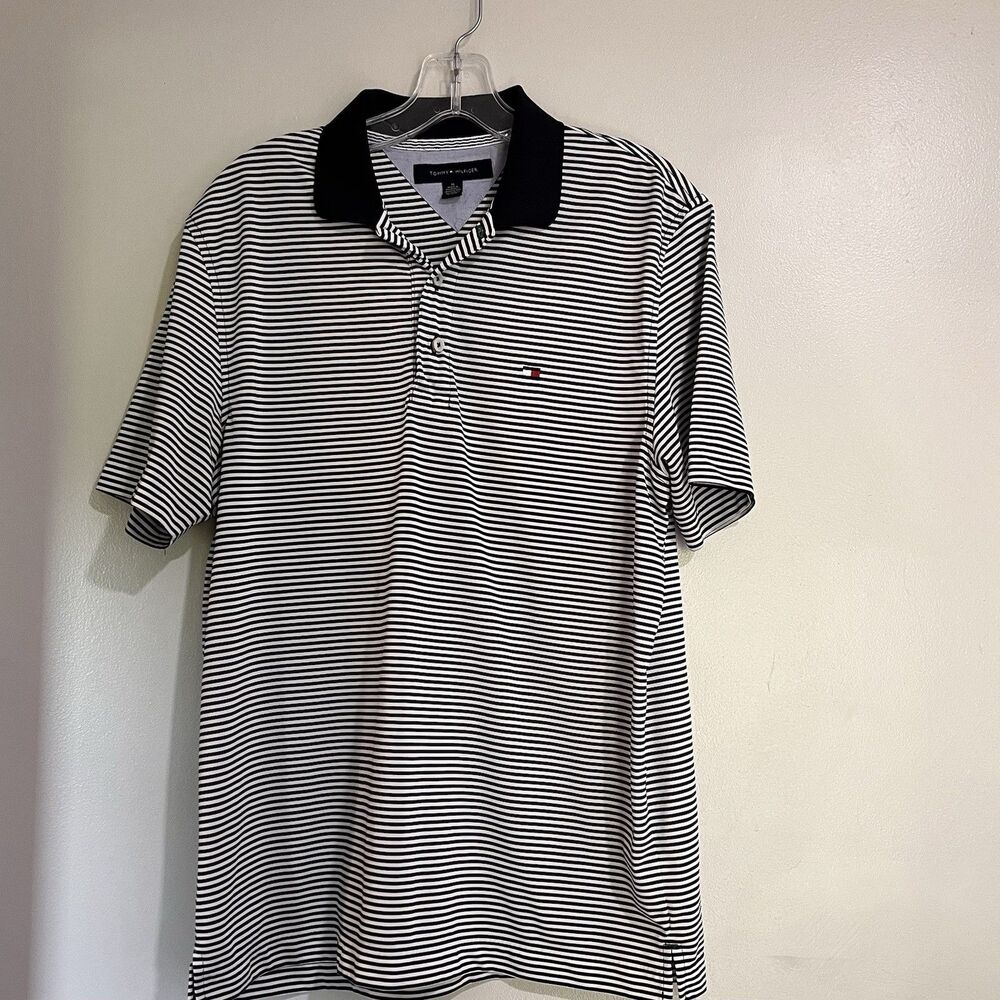 Tommy Hilfiger Striped Polo Size Medium Short Sleeve Sports Cool, Outdoor